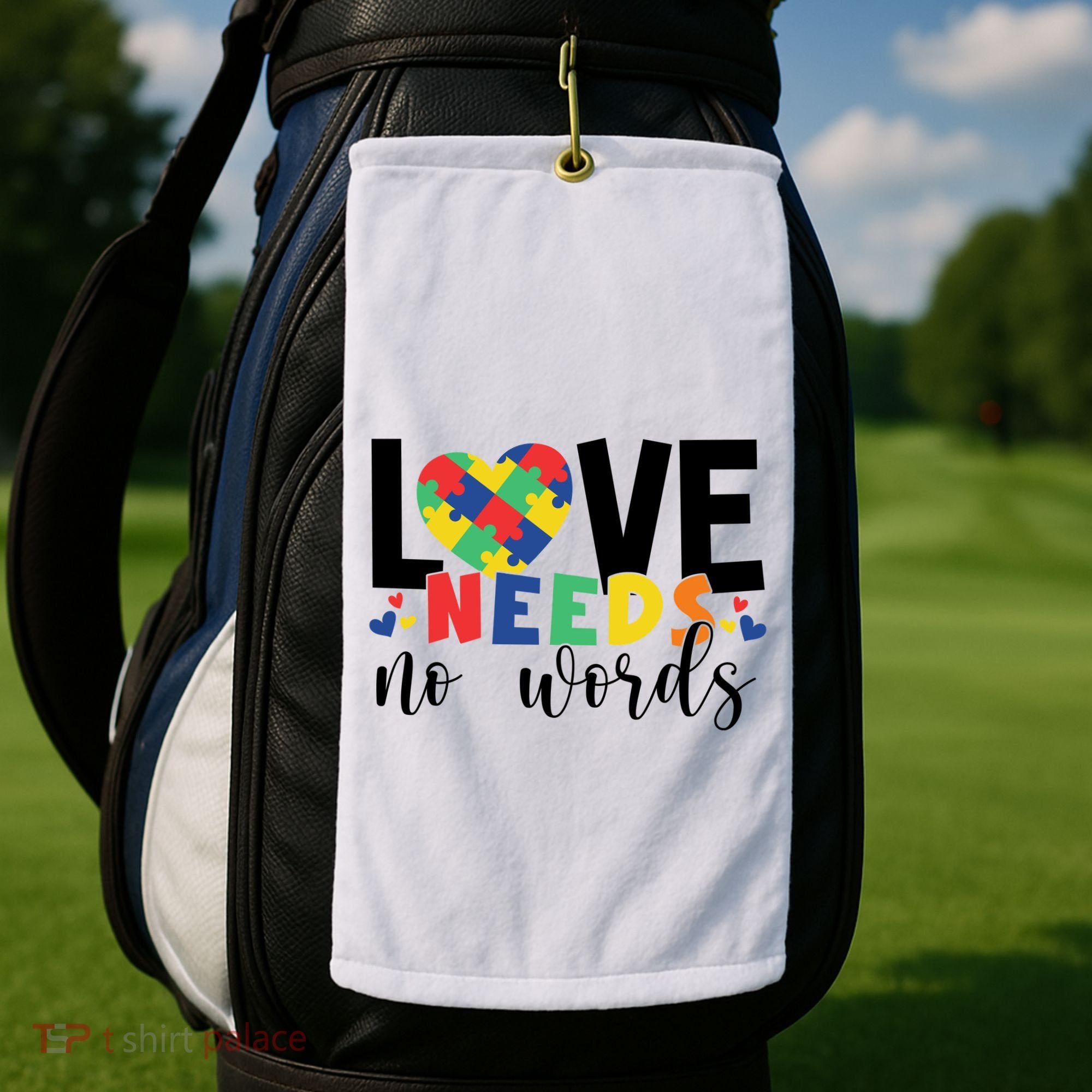 Love Needs No Words Autism Awareness Golf Towel