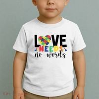 Love Needs No Words Autism Awareness Toddler T-Shirt thumb 2