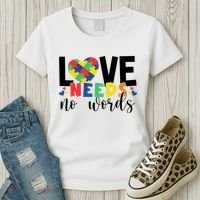 Love Needs No Words Autism Awareness Women's T-Shirt thumb 3