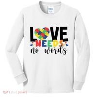 Love Needs No Words Autism Awareness Kids Long Sleeve Shirt thumb 0