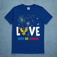 Love Needs No Words Autism Awareness Heart Puzzle Dandelion Funny Gift T-Shirt thumb 5