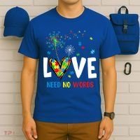 Love Needs No Words Autism Awareness Heart Puzzle Dandelion Funny Gift T-Shirt thumb 6