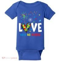 Love Needs No Words Autism Awareness Heart Puzzle Dandelion Funny Gift Baby Bodysuit thumb 0