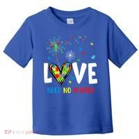 Love Needs No Words Autism Awareness Heart Puzzle Dandelion Funny Gift Toddler T-Shirt thumb 0
