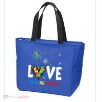 Love Needs No Words Autism Awareness Heart Puzzle Dandelion Funny Gift Tote Bag thumb 3