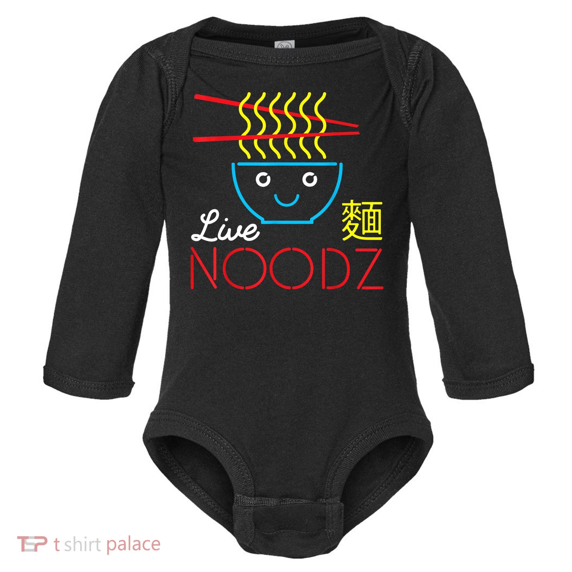 Live Noodz Noods Ramen Noodle Pho Funny Cute Gift Baby Long Sleeve Bodysuit