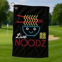 Live Noodz Noods Ramen Noodle Pho Funny Cute Gift Golf Towel thumb 1