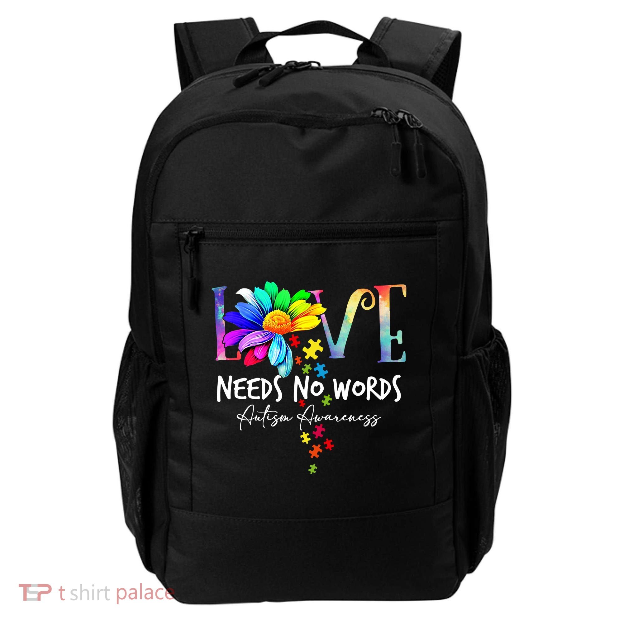 Love Needs No Words – Autism Awareness Puzzle Autism Symbol Cool Gift Backpack