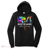Love Needs No Words – Autism Awareness Puzzle Autism Symbol Cool Gift Women's Hoodie thumb 0
