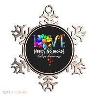 Love Needs No Words – Autism Awareness Puzzle Autism Symbol Cool Gift Ornament thumb 0
