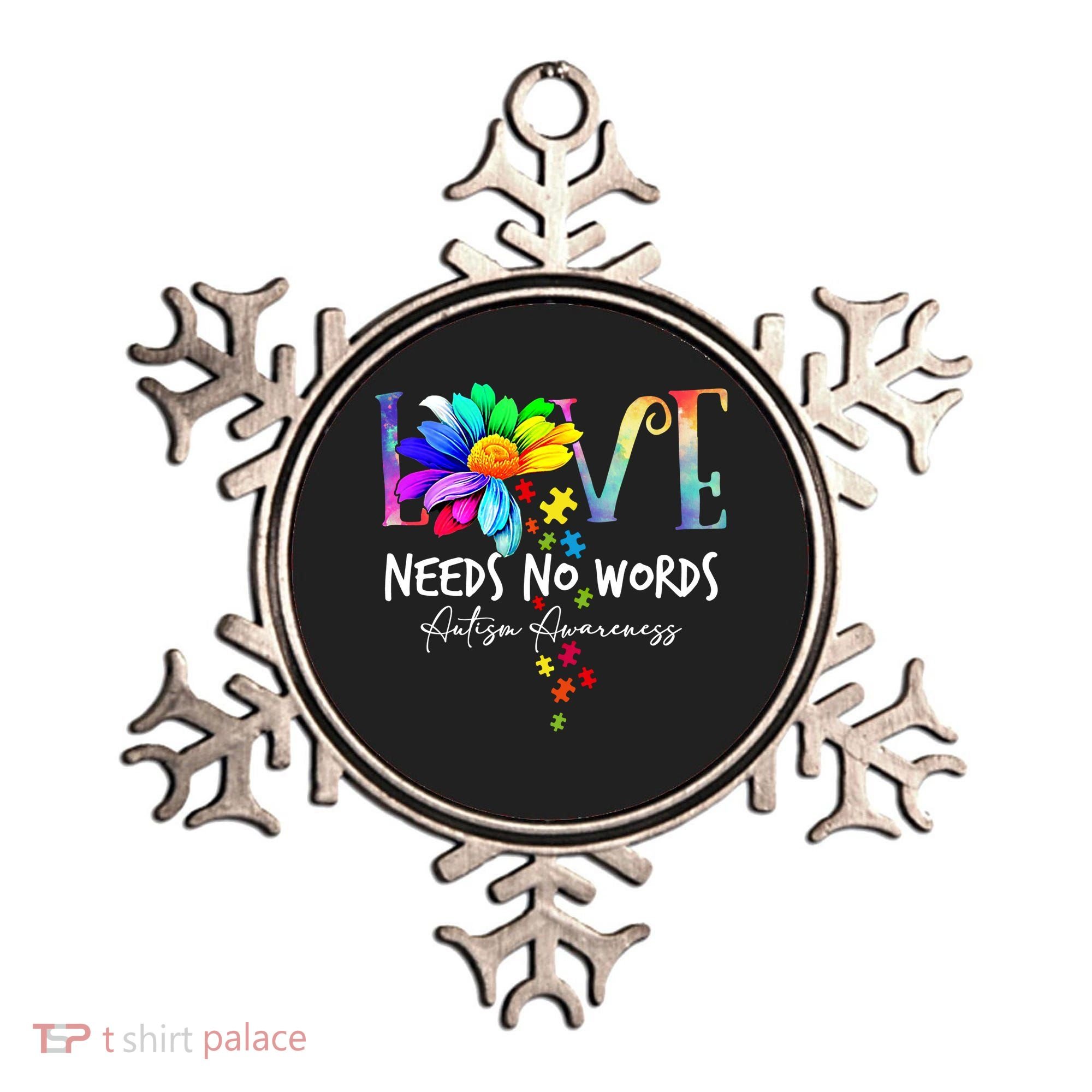 Love Needs No Words – Autism Awareness Puzzle Autism Symbol Cool Gift Ornament