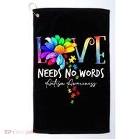 Love Needs No Words – Autism Awareness Puzzle Autism Symbol Cool Gift Golf Towel thumb 0