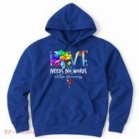 Love Needs No Words – Autism Awareness Puzzle Autism Symbol Cool Gift Hoodie thumb 0