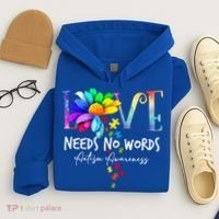 Love Needs No Words – Autism Awareness Puzzle Autism Symbol Cool Gift Hoodie thumb 4