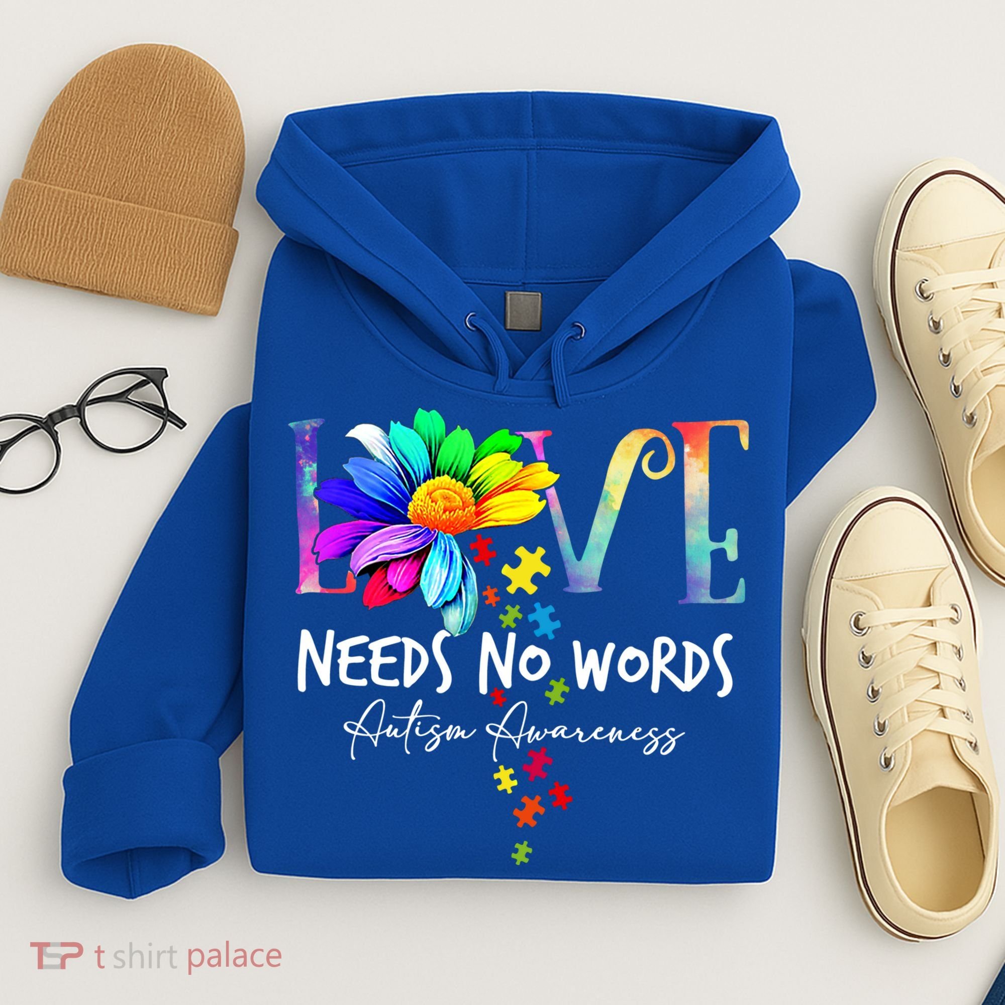 Love Needs No Words – Autism Awareness Puzzle Autism Symbol Cool Gift Hoodie
