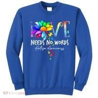 Love Needs No Words – Autism Awareness Puzzle Autism Symbol Cool Gift Sweatshirt thumb 0