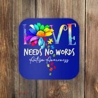 Love Needs No Words – Autism Awareness Puzzle Autism Symbol Cool Gift Coaster thumb 0