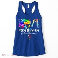 Love Needs No Words – Autism Awareness Puzzle Autism Symbol Cool Gift Women's Tank Top thumb 0
