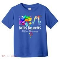 Love Needs No Words – Autism Awareness Puzzle Autism Symbol Cool Gift Toddler T-Shirt thumb 0