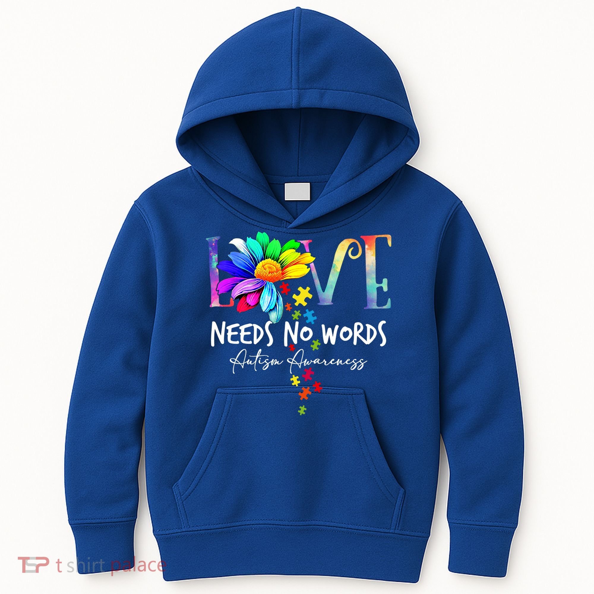 Love Needs No Words – Autism Awareness Puzzle Autism Symbol Cool Gift Kids Hoodie