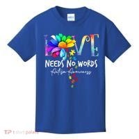Love Needs No Words – Autism Awareness Puzzle Autism Symbol Cool Gift Kids T-Shirt thumb 0