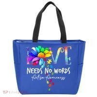 Love Needs No Words – Autism Awareness Puzzle Autism Symbol Cool Gift Tote Bag thumb 0