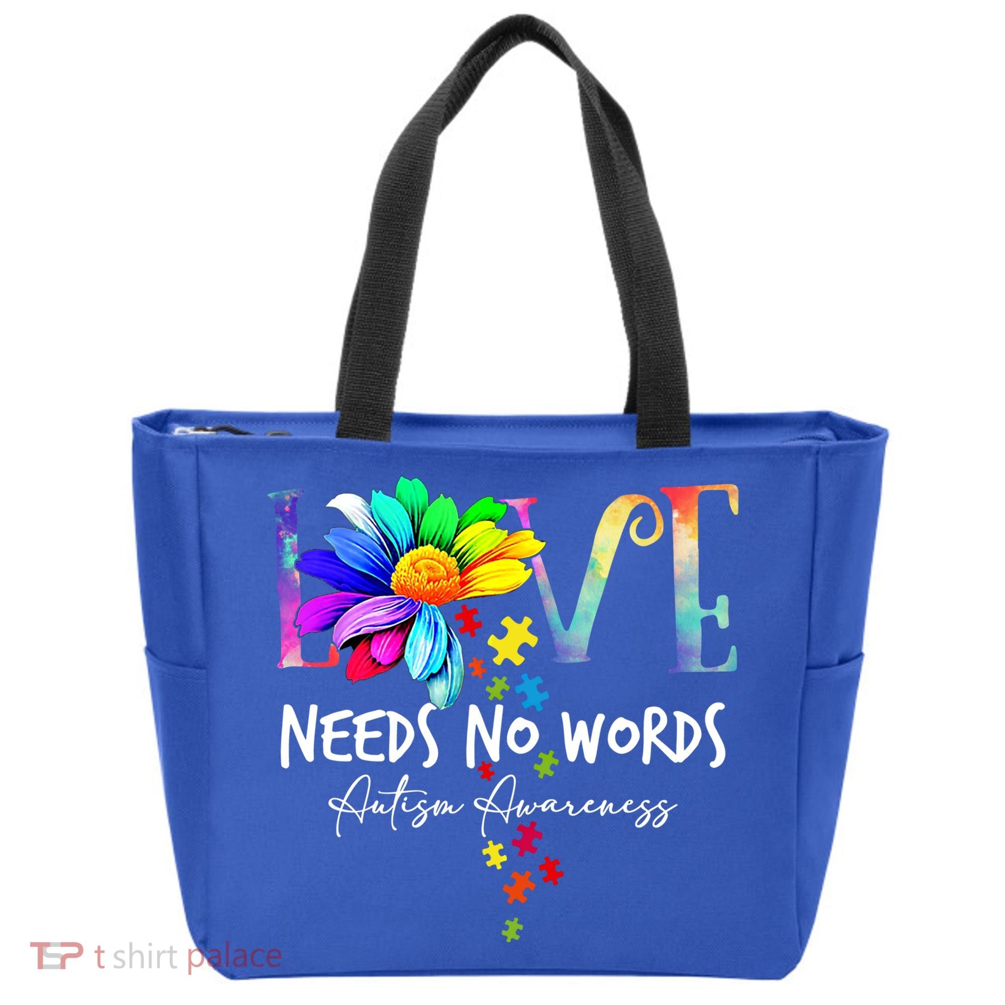 Love Needs No Words – Autism Awareness Puzzle Autism Symbol Cool Gift Tote Bag