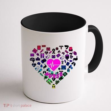 Love Nursing Rainbow Heart Collage Coffee Mug back