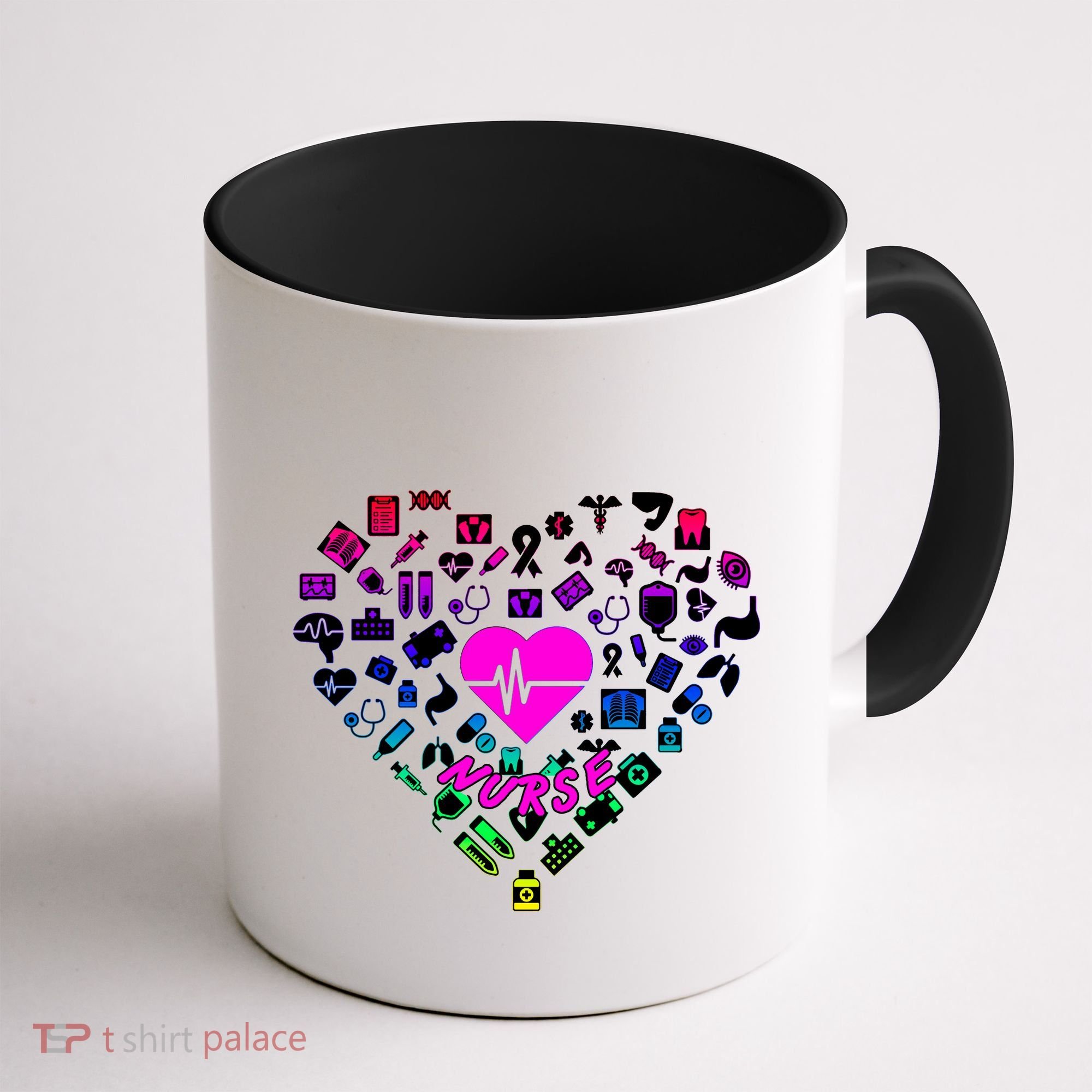 Love Nursing Rainbow Heart Collage Coffee Mug