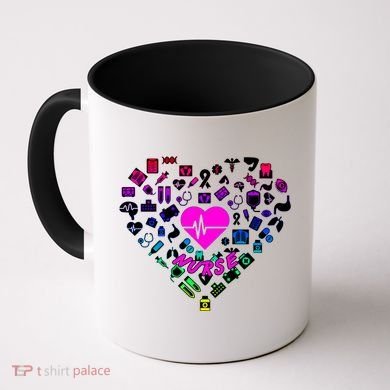 Love Nursing Rainbow Heart Collage Coffee Mug
