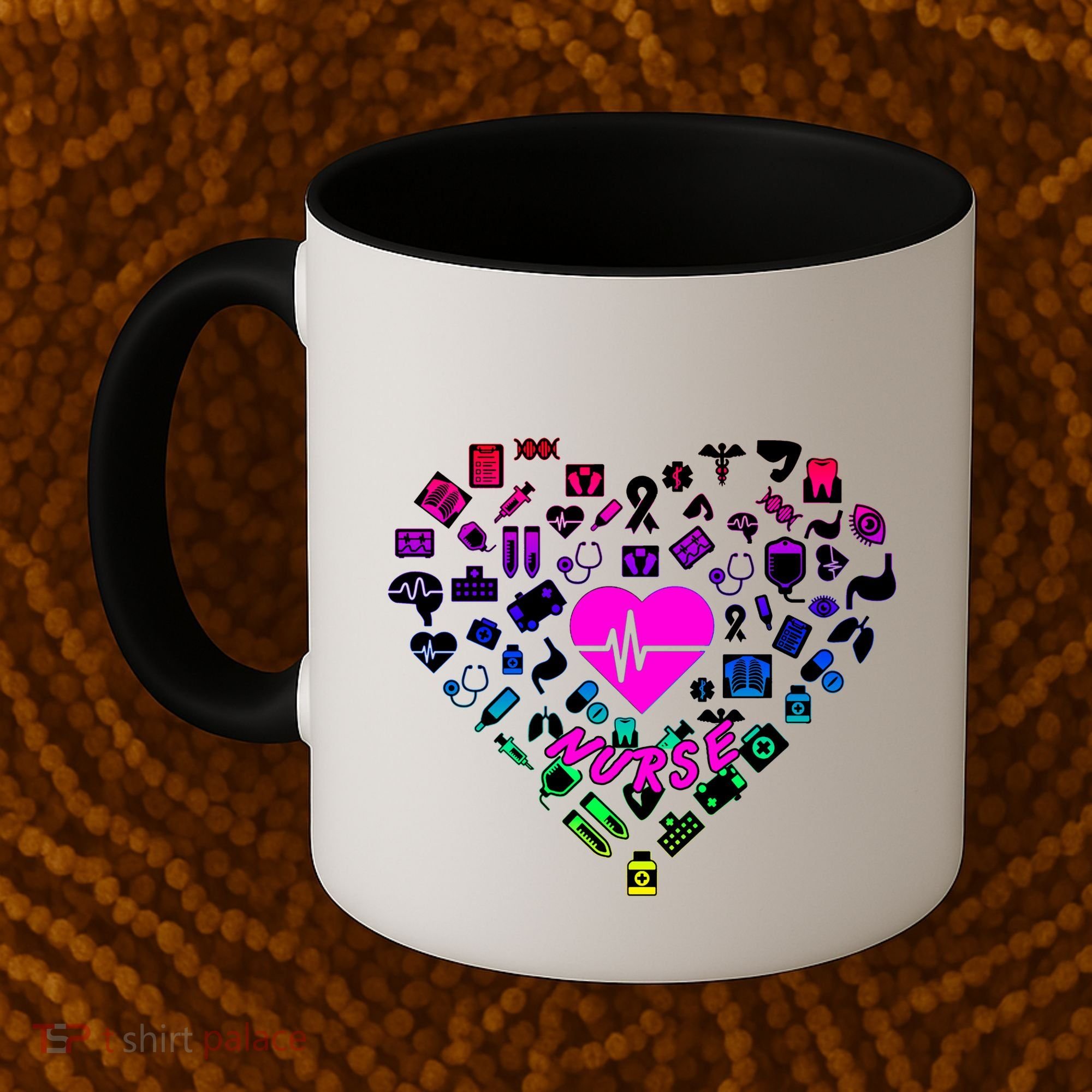Love Nursing Rainbow Heart Collage Coffee Mug