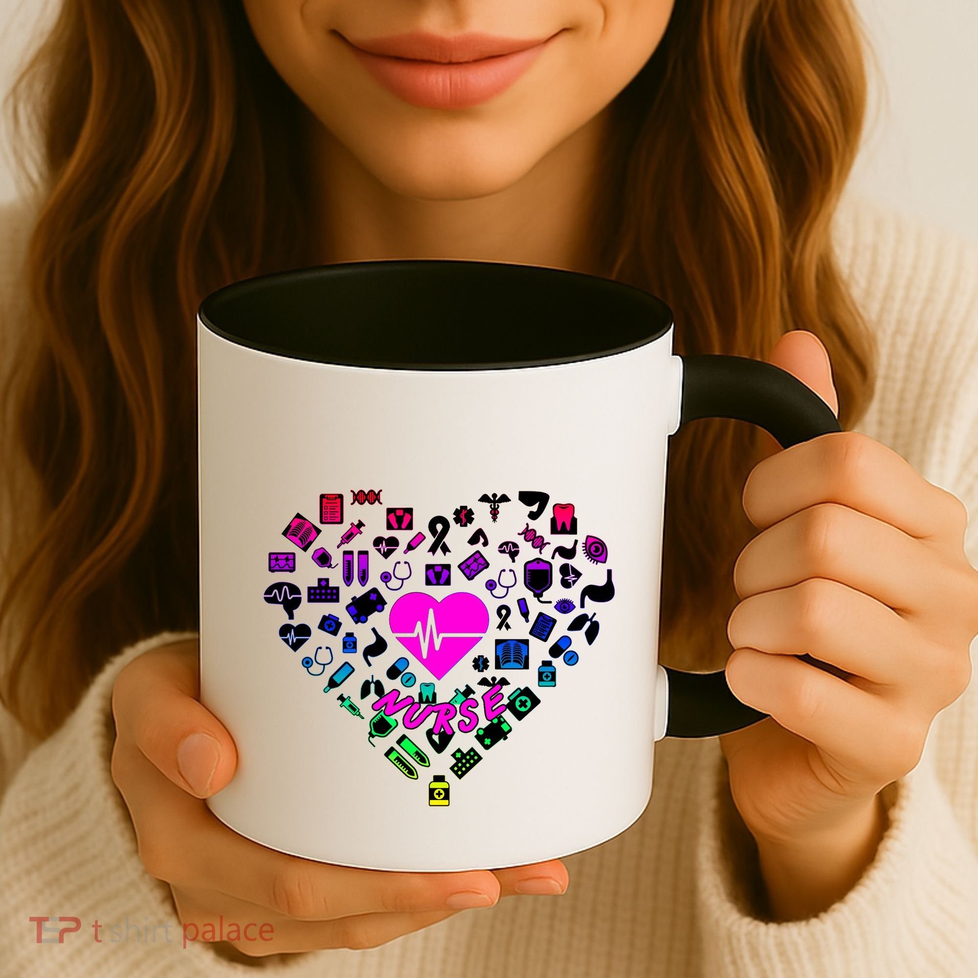 Love Nursing Rainbow Heart Collage Coffee Mug