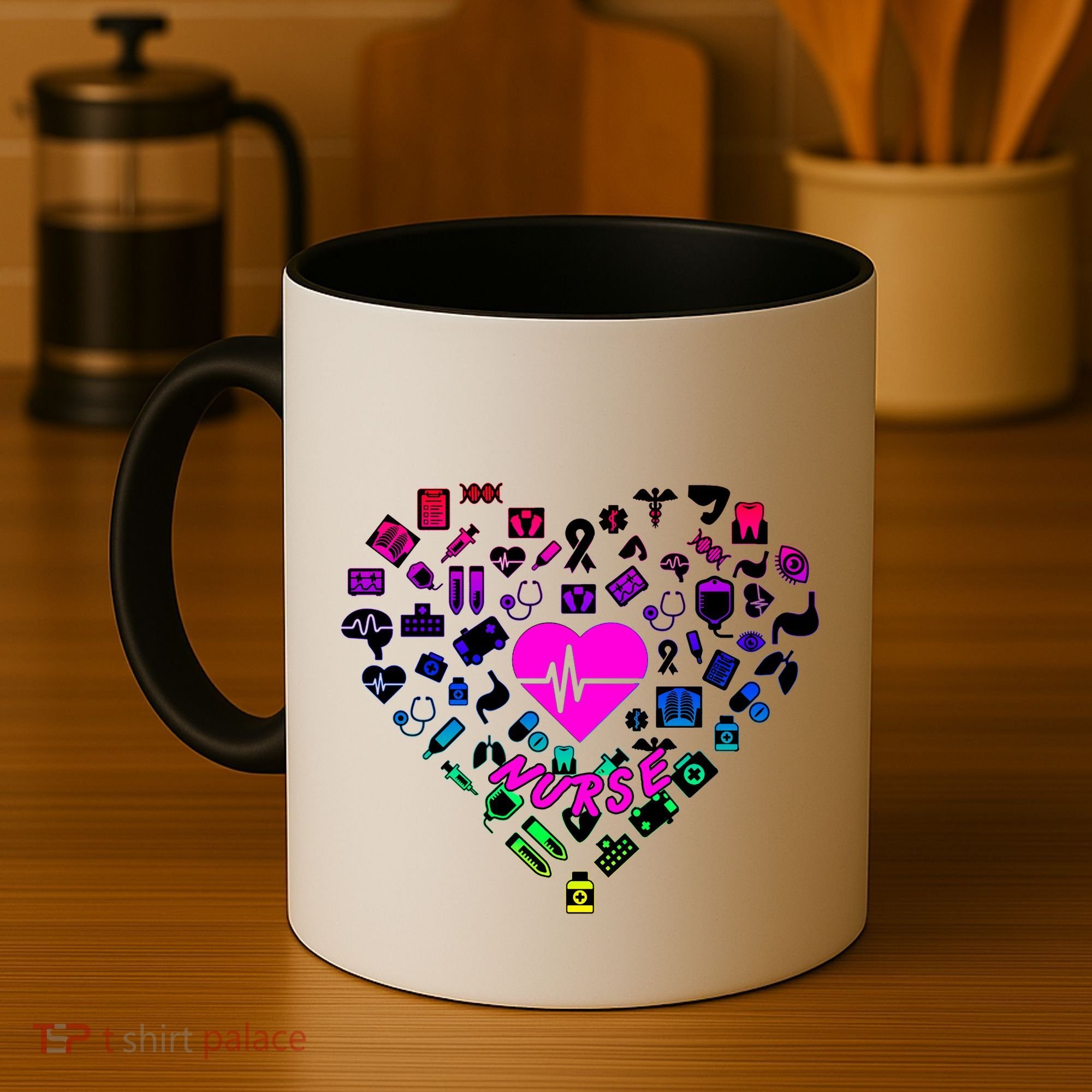 Love Nursing Rainbow Heart Collage Coffee Mug