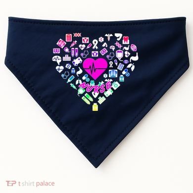 Love Nursing Rainbow Heart Collage USA-Made Doggie Bandana