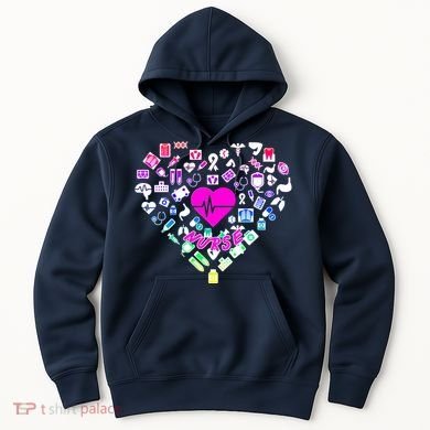 Love Nursing Rainbow Heart Collage Hoodie