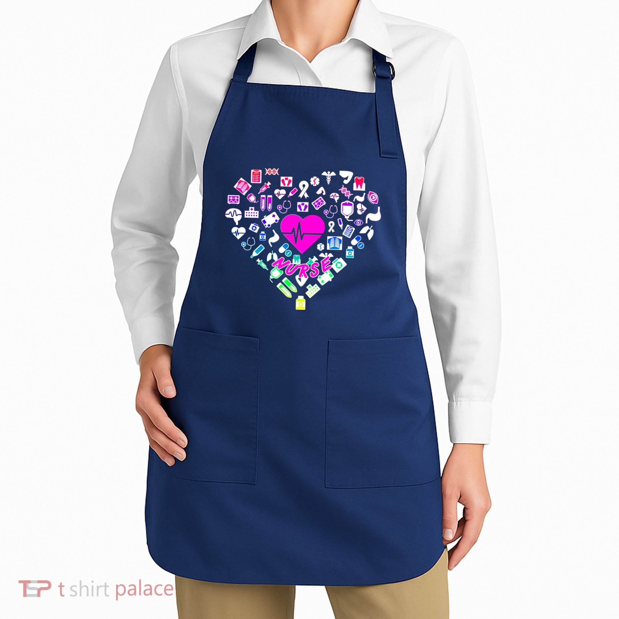 Love Nursing Rainbow Heart Collage Apron