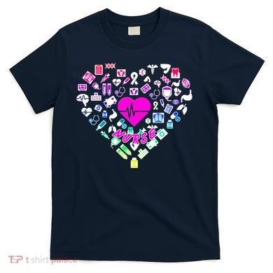 Love Nursing Rainbow Heart Collage T-Shirt