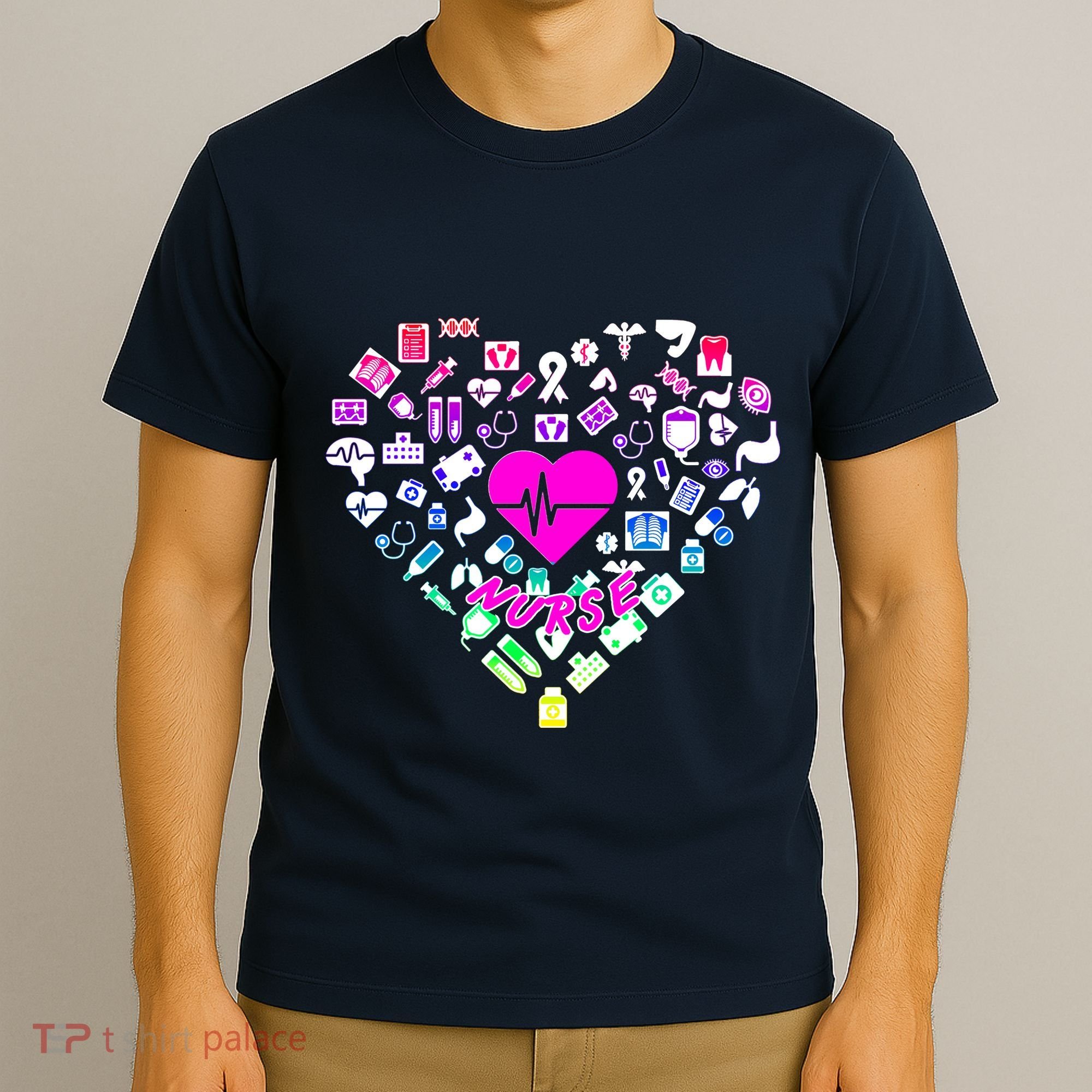 Love Nursing Rainbow Heart Collage T-Shirt