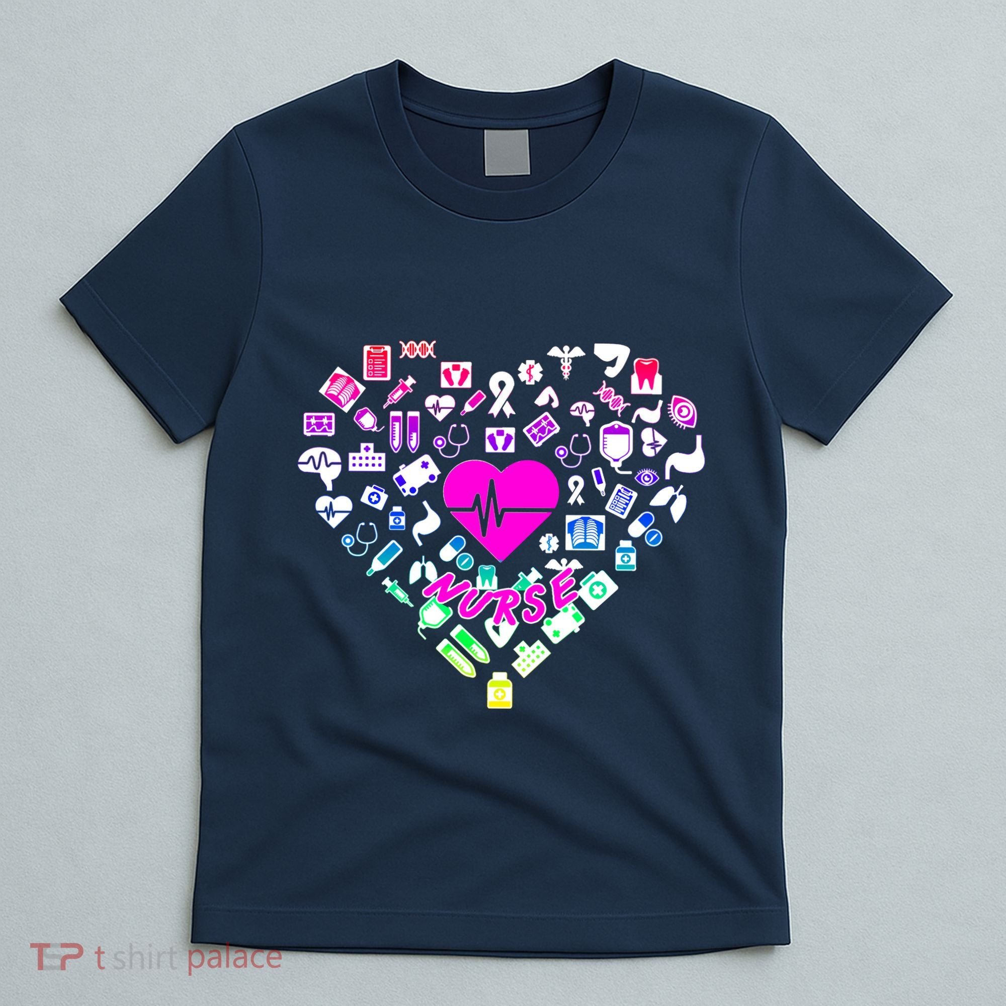Love Nursing Rainbow Heart Collage T-Shirt