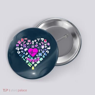 Love Nursing Rainbow Heart Collage Button