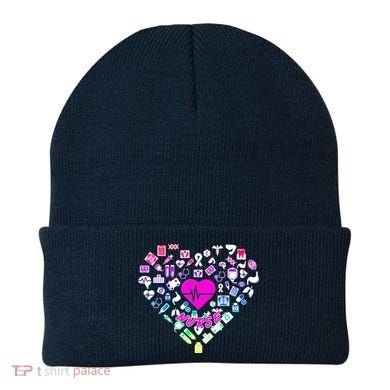 Love Nursing Rainbow Heart Collage Beanie