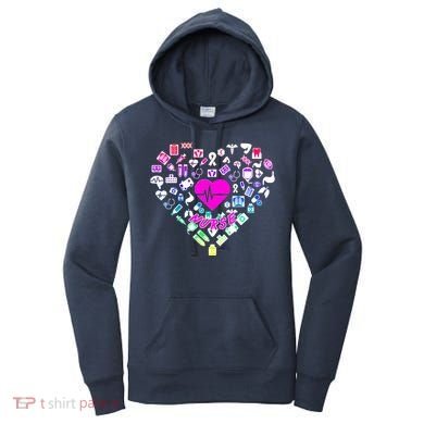 Love Nursing Rainbow Heart Collage Women's Hoodie