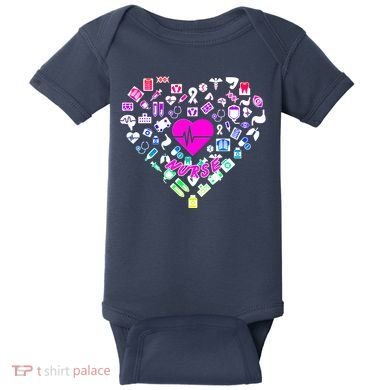 Love Nursing Rainbow Heart Collage Baby Bodysuit