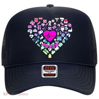 Love Nursing Rainbow Heart Collage Hat