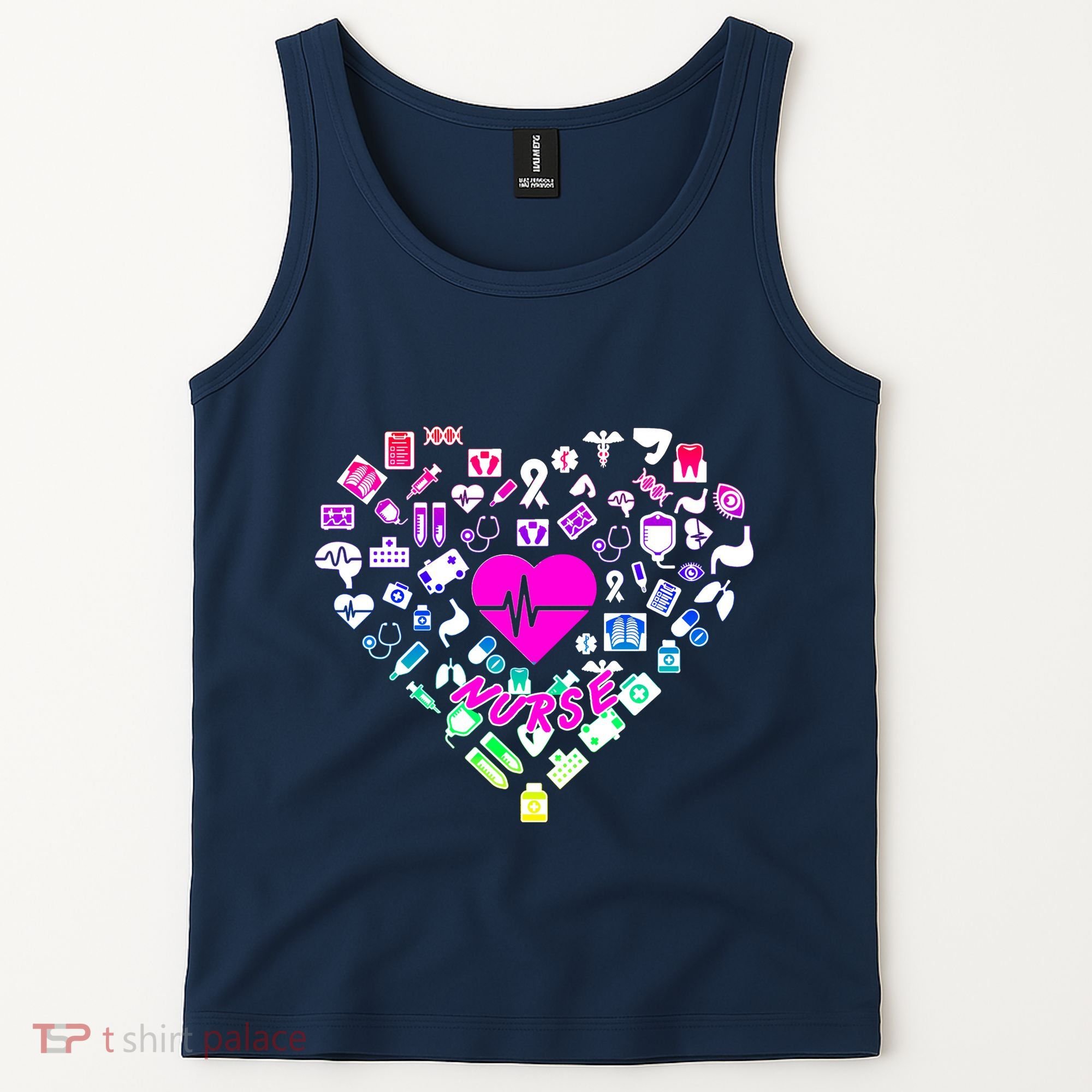 Love Nursing Rainbow Heart Collage Tank Top
