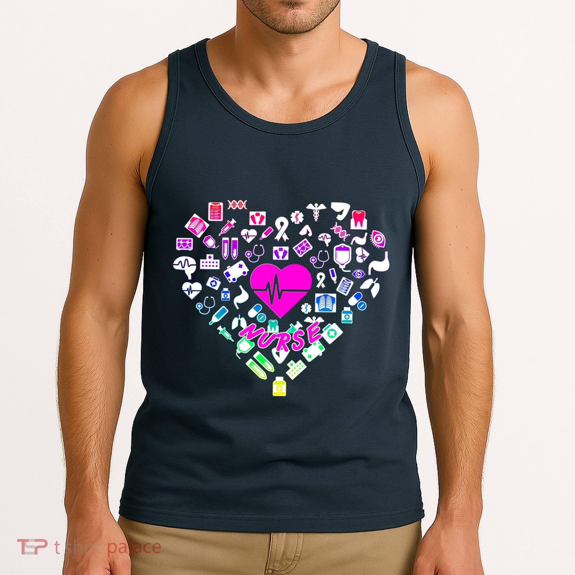 Love Nursing Rainbow Heart Collage Tank Top