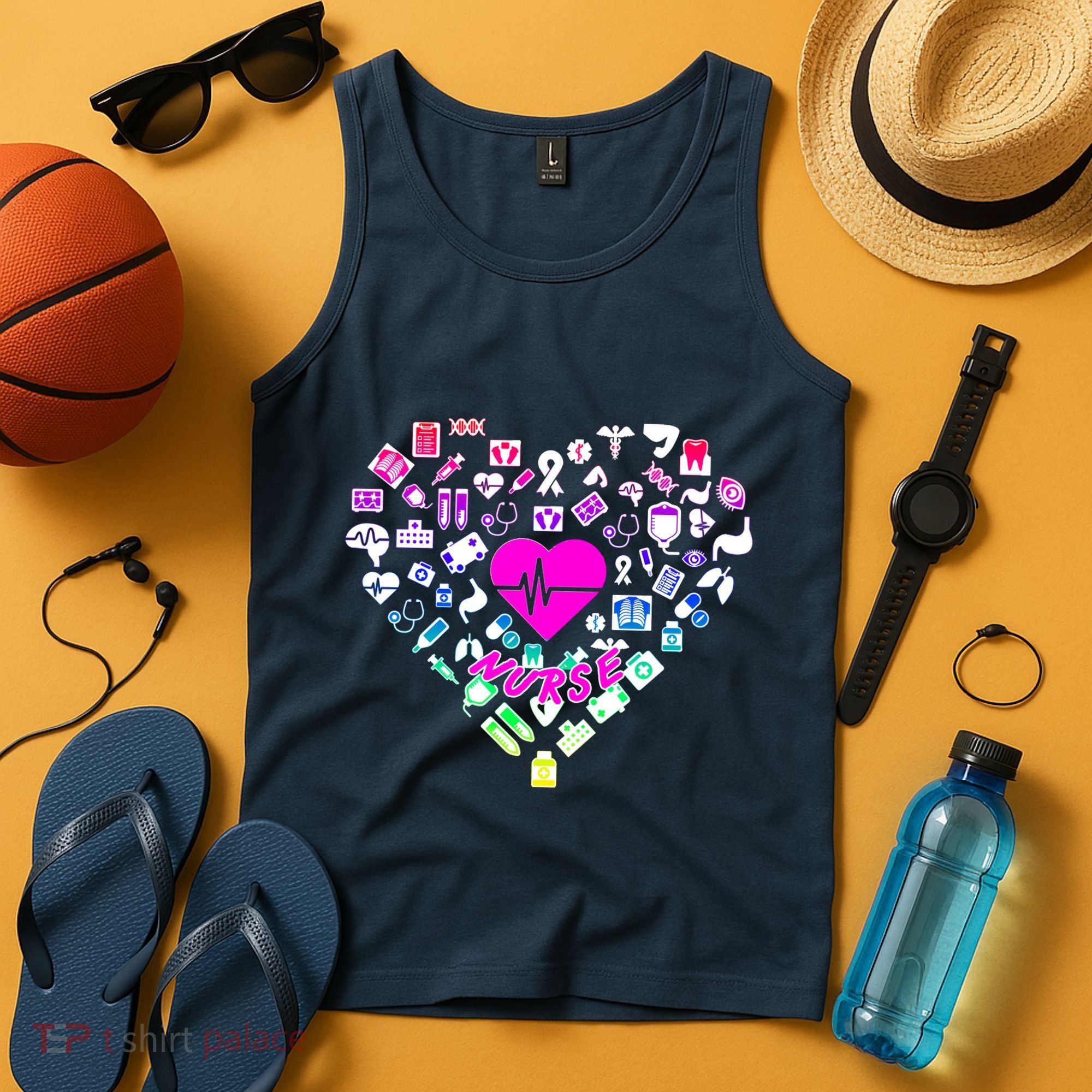 Love Nursing Rainbow Heart Collage Tank Top