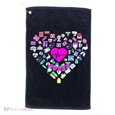 Love Nursing Rainbow Heart Collage Golf Towel