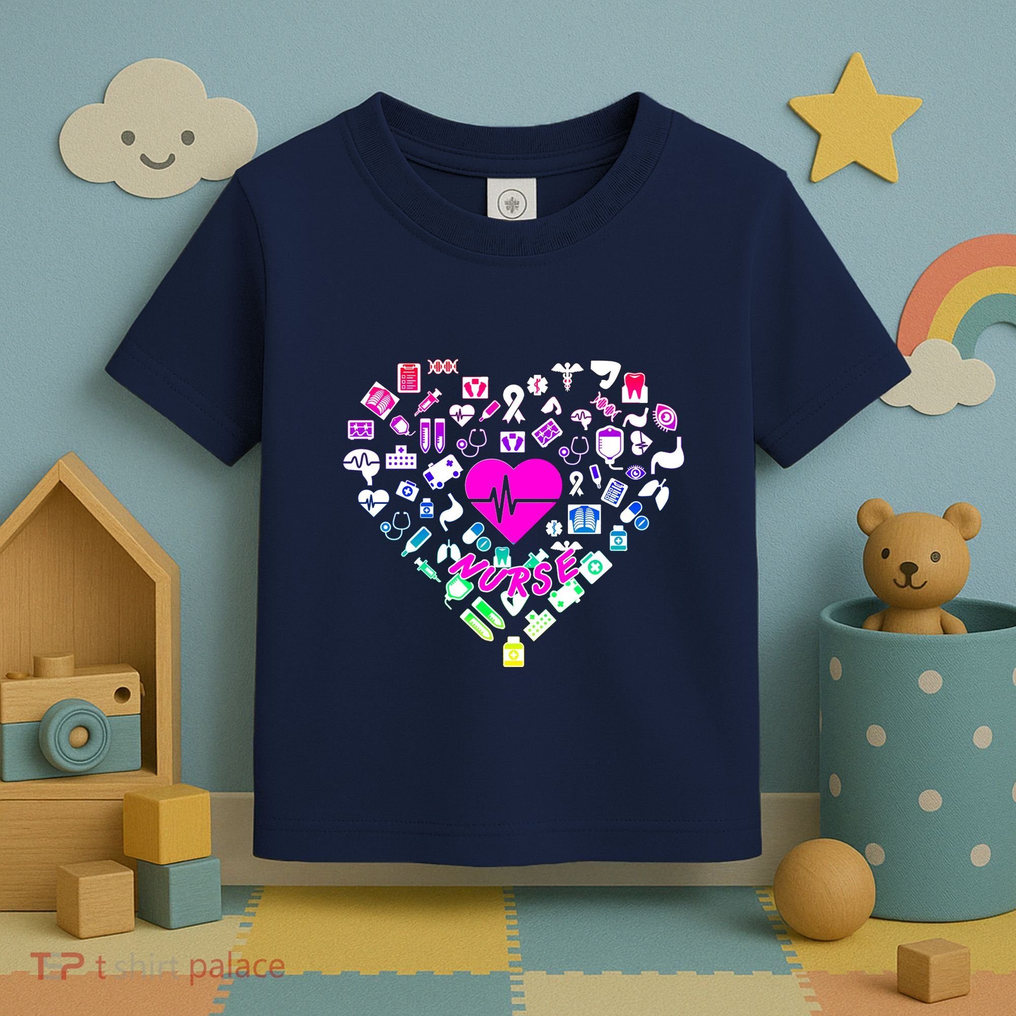 Love Nursing Rainbow Heart Collage Toddler T-Shirt