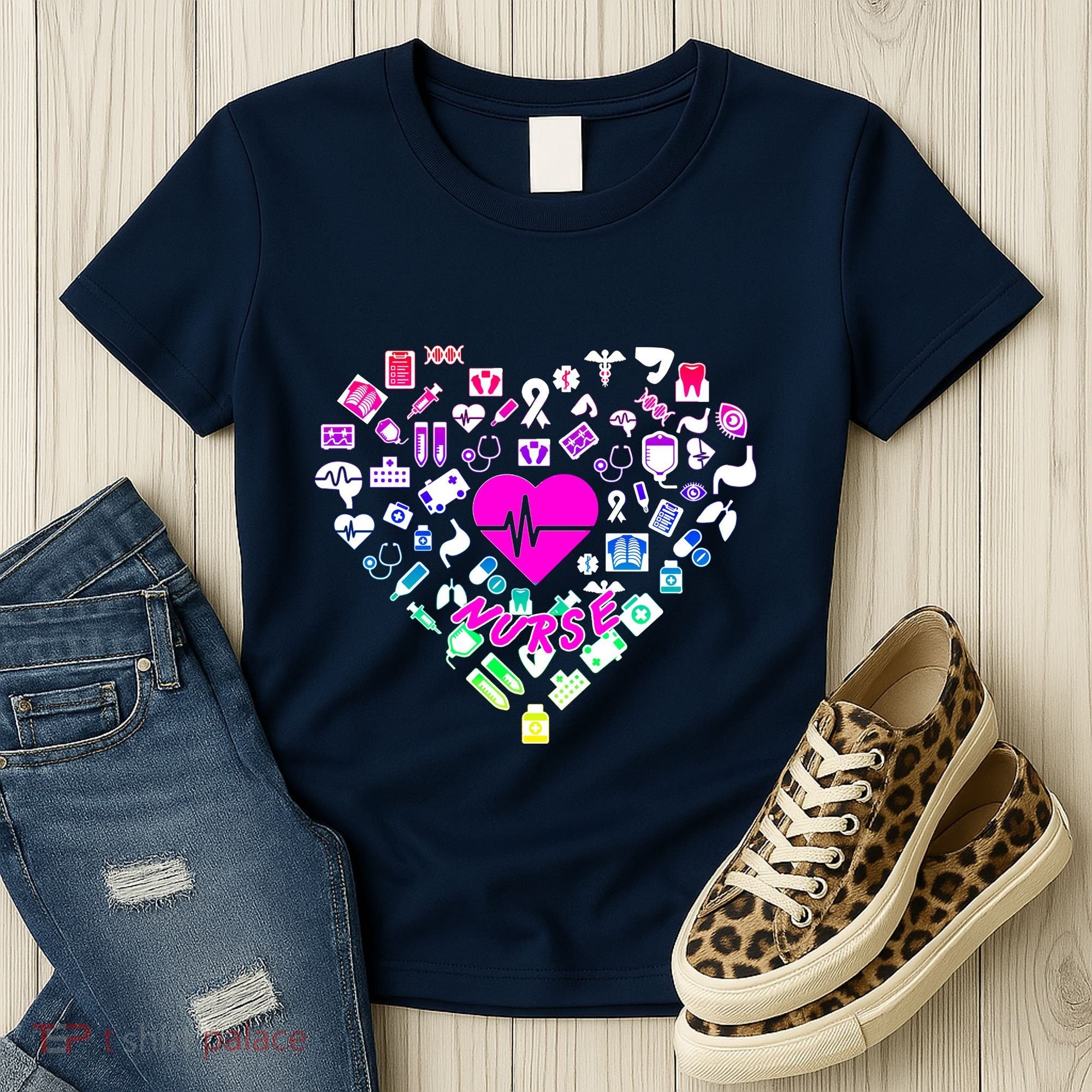Love Nursing Rainbow Heart Collage Women's T-Shirt